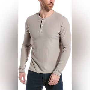 Billy Reid Men’s Mini Micro Waffle Henley Shirt Beige Size XXL Pullover